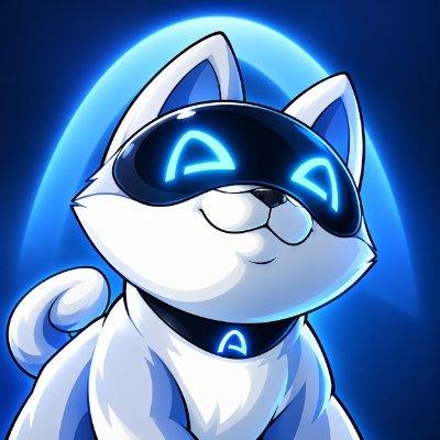 Arc Inu, a white cyber dog wearing a glowing Arc visor